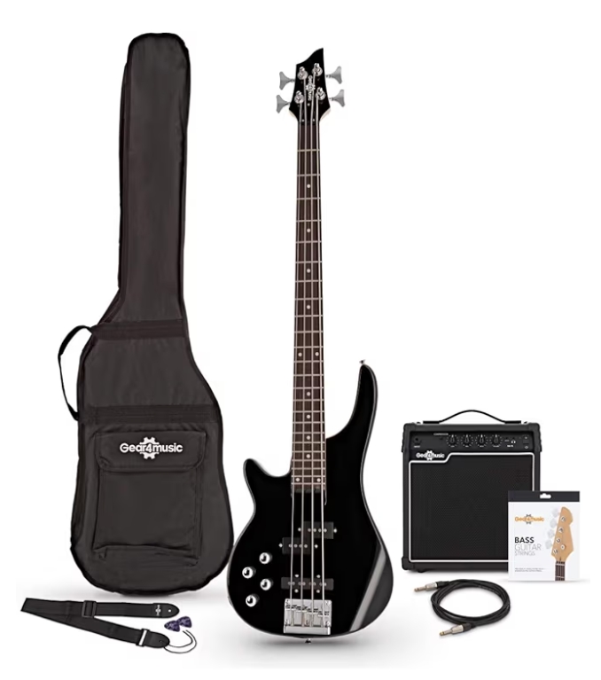 Bajo eléctrico color negro de gear4music mano zurda chicago