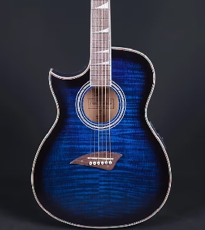 guitarra electoacustica zurda Lindo org azul diseño cutaway